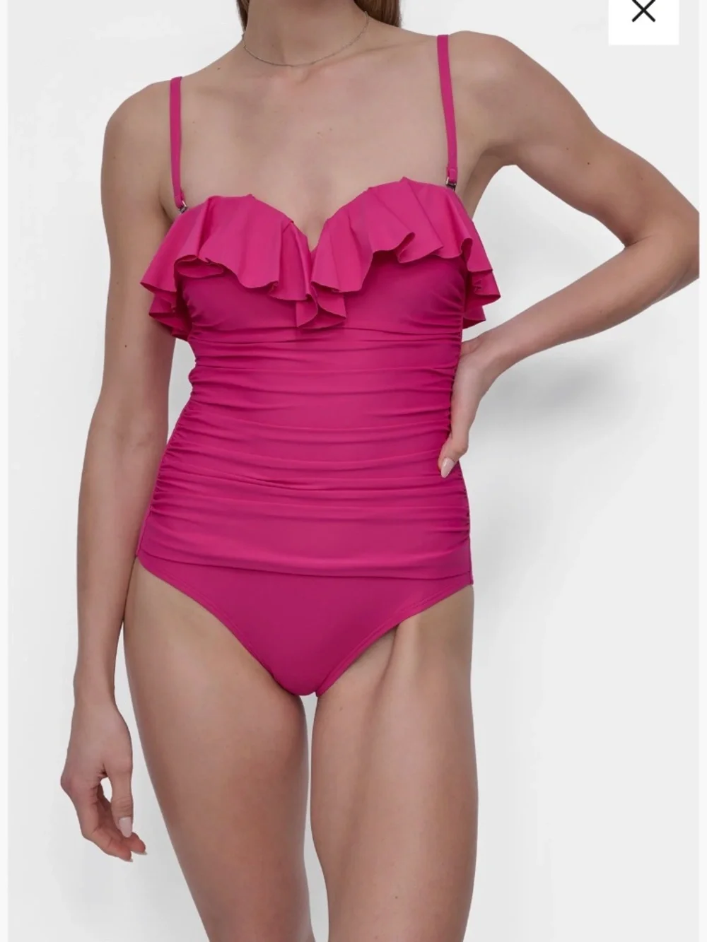 DKNY ruffled bandeau one piece swimsuit - Picture 3 of 5